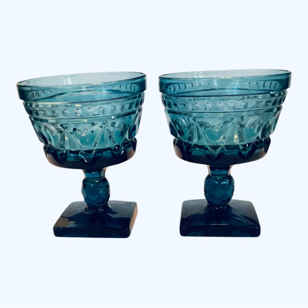 Vintage Indiana Glass Colony Park Lane Blue Sherbet Glasses – Set of 2